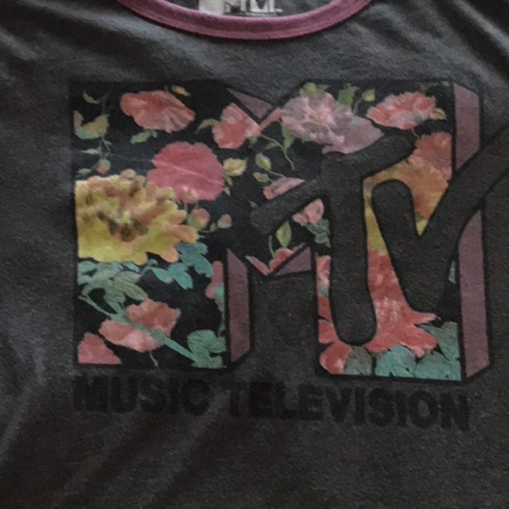 MTV Floral Graphic Tee - Black and Multicolor